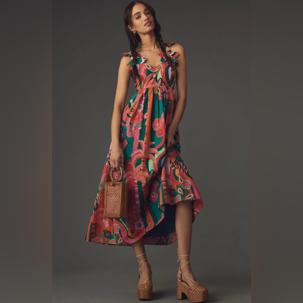 Farm Rio palm midi dress